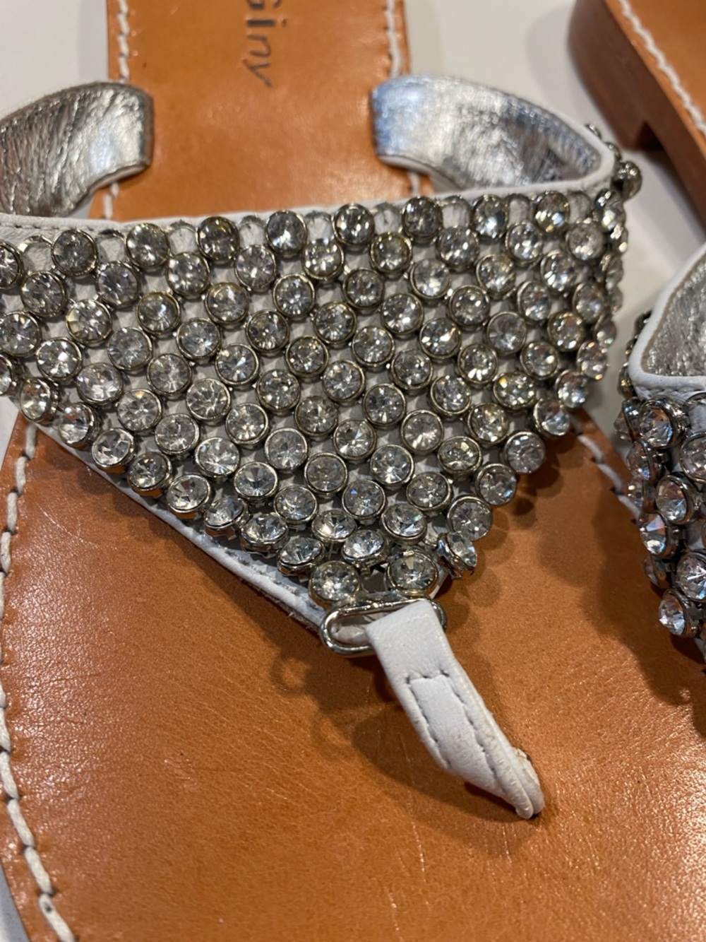ZiGiny Silver Crystal Thong Sandals - Picture 3 of 11